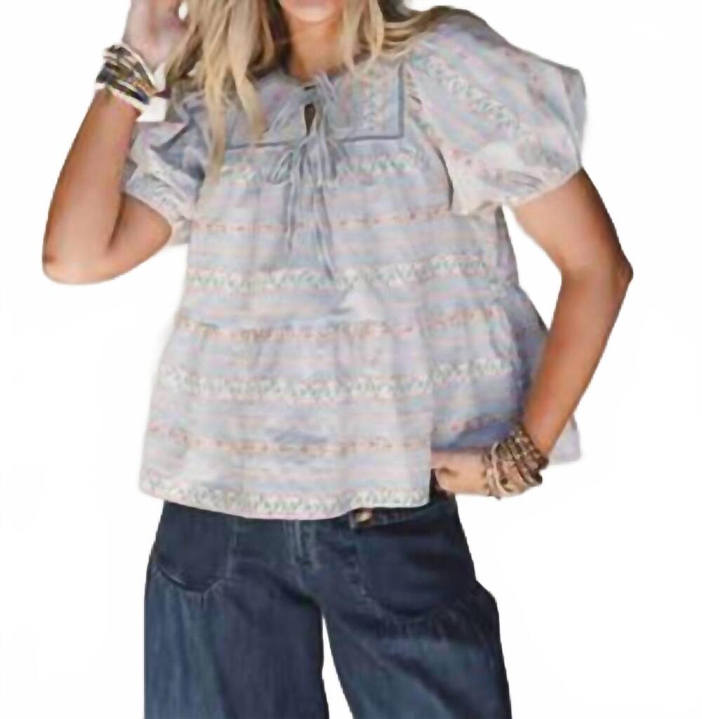 NEW LISTICLE the floral lace blouse in light blue